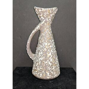 Vintage Savoy China Mid Century 24K Gold Splatterware Pitcher Vase Gray White